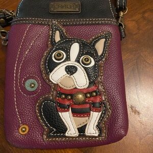 Chala Black and Purple Dog Crossbody Bag